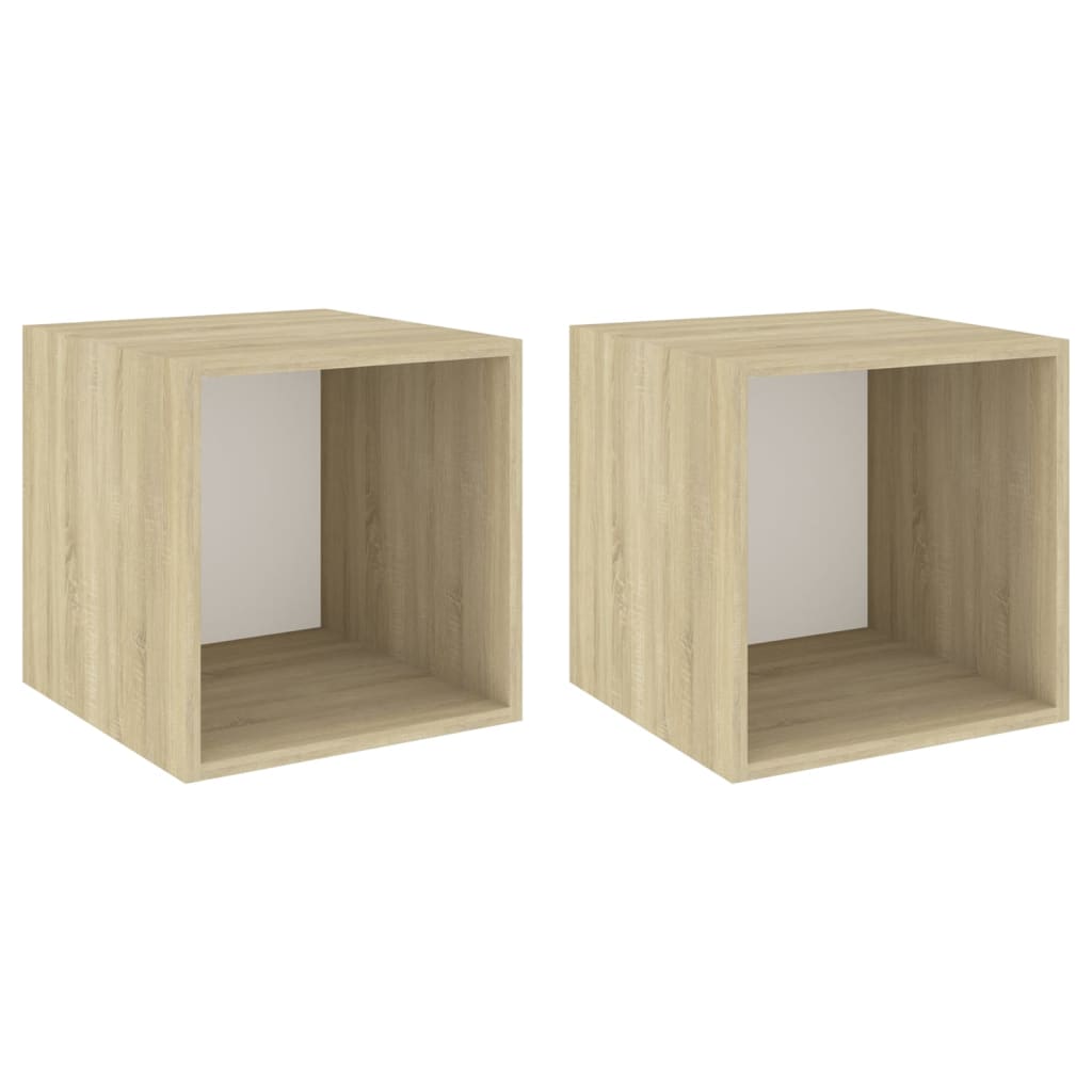 Mobili a Muro 2pz Bianco e Rovere Sonoma 37x37x37cm Multistrato