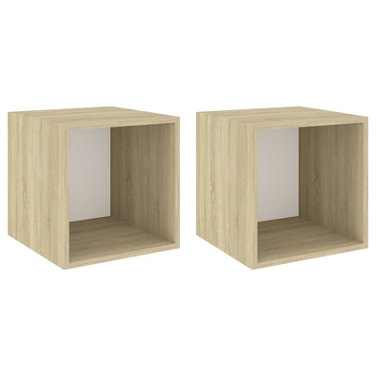 Mobili a Muro 2pz Bianco e Rovere Sonoma 37x37x37cm Multistrato