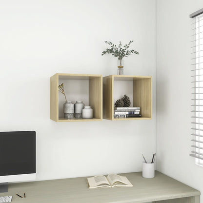 Mobili a Muro 2pz Bianco e Rovere Sonoma 37x37x37cm Multistrato