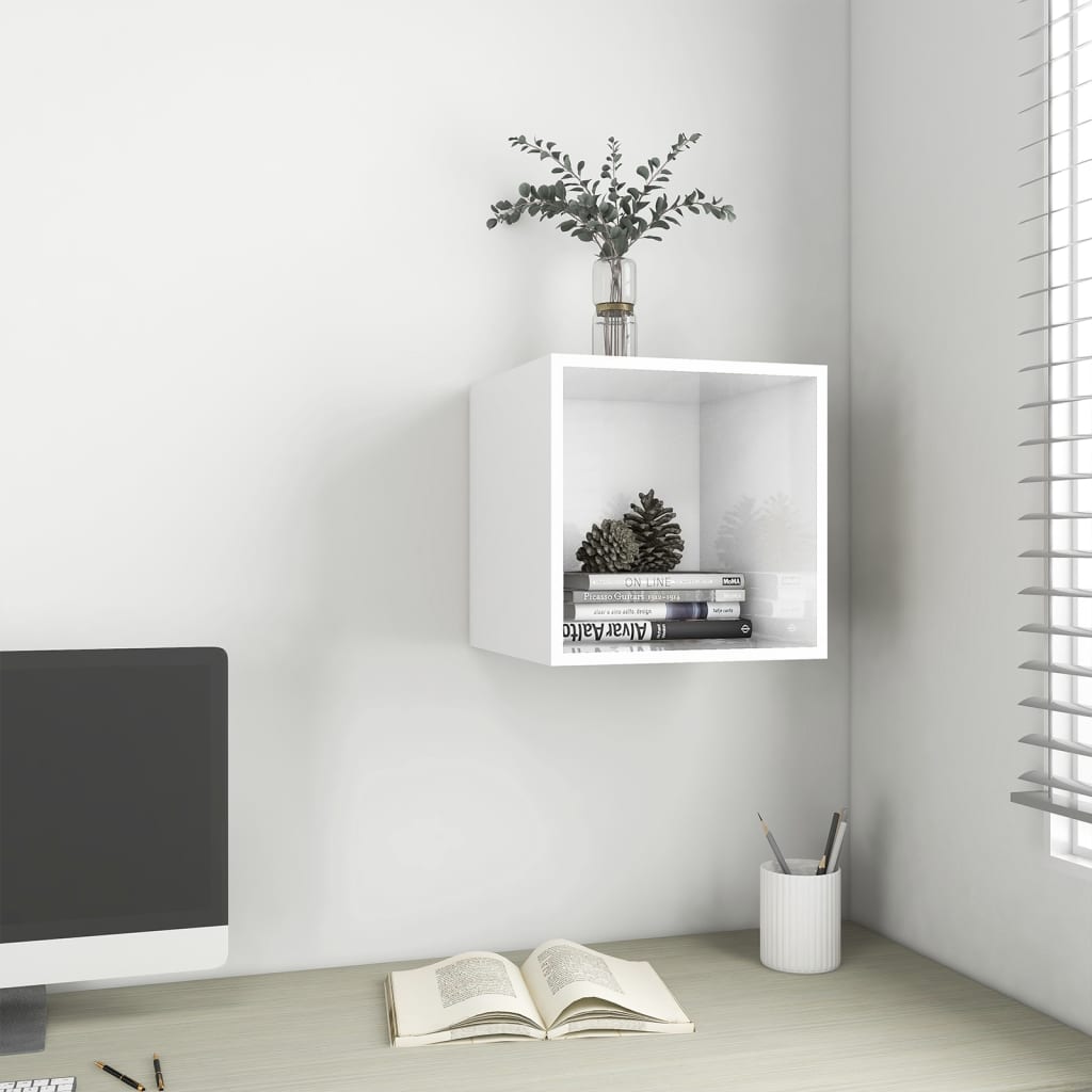 Mobile a Muro Bianco Lucido 37x37x37 cm in Legno Multistrato