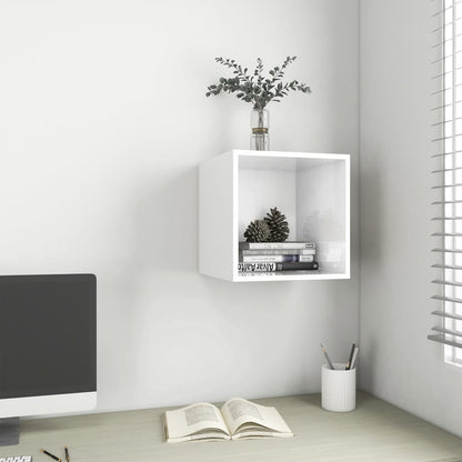 Mobile a Muro Bianco Lucido 37x37x37 cm in Legno Multistrato