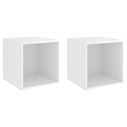 Mobili a Muro 2pz Bianco Lucido 37x37x37 cm Legno Multistrato