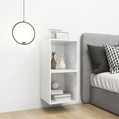 Mobili a Muro 2pz Bianco Lucido 37x37x37 cm Legno Multistrato