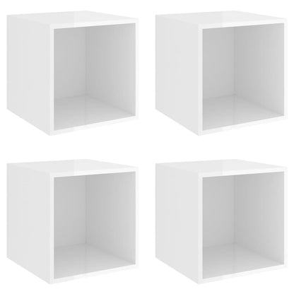 Mobili a Muro 4pz Bianco Lucido 37x37x37 cm Legno Multistrato