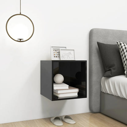Mobile a Muro Nero Lucido 37x37x37 cm in Legno Multistrato