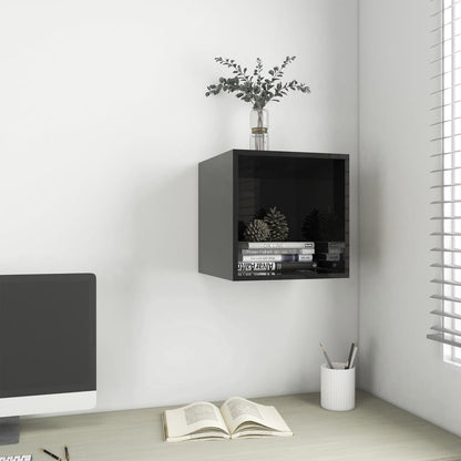 Mobile a Muro Nero Lucido 37x37x37 cm in Legno Multistrato