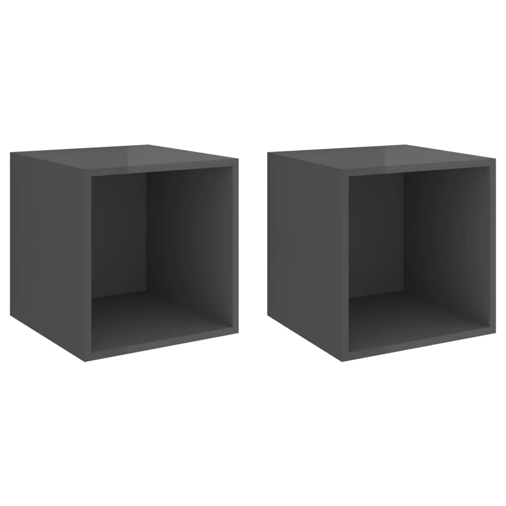 Mobili a Muro 2pz Grigio Lucido 37x37x37 cm Legno Multistrato