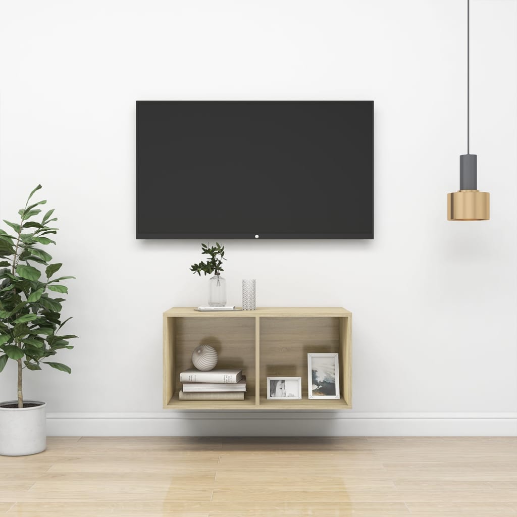 Mobile TV da Parete Rovere Sonoma 37x37x72 cm Legno Multistrato