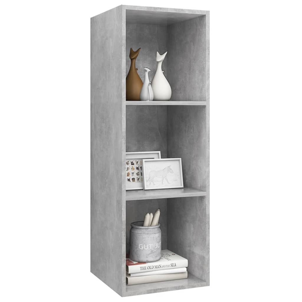 Mobile TV a Parete Grigio Cemento 37x37x107cm Legno Multistrato