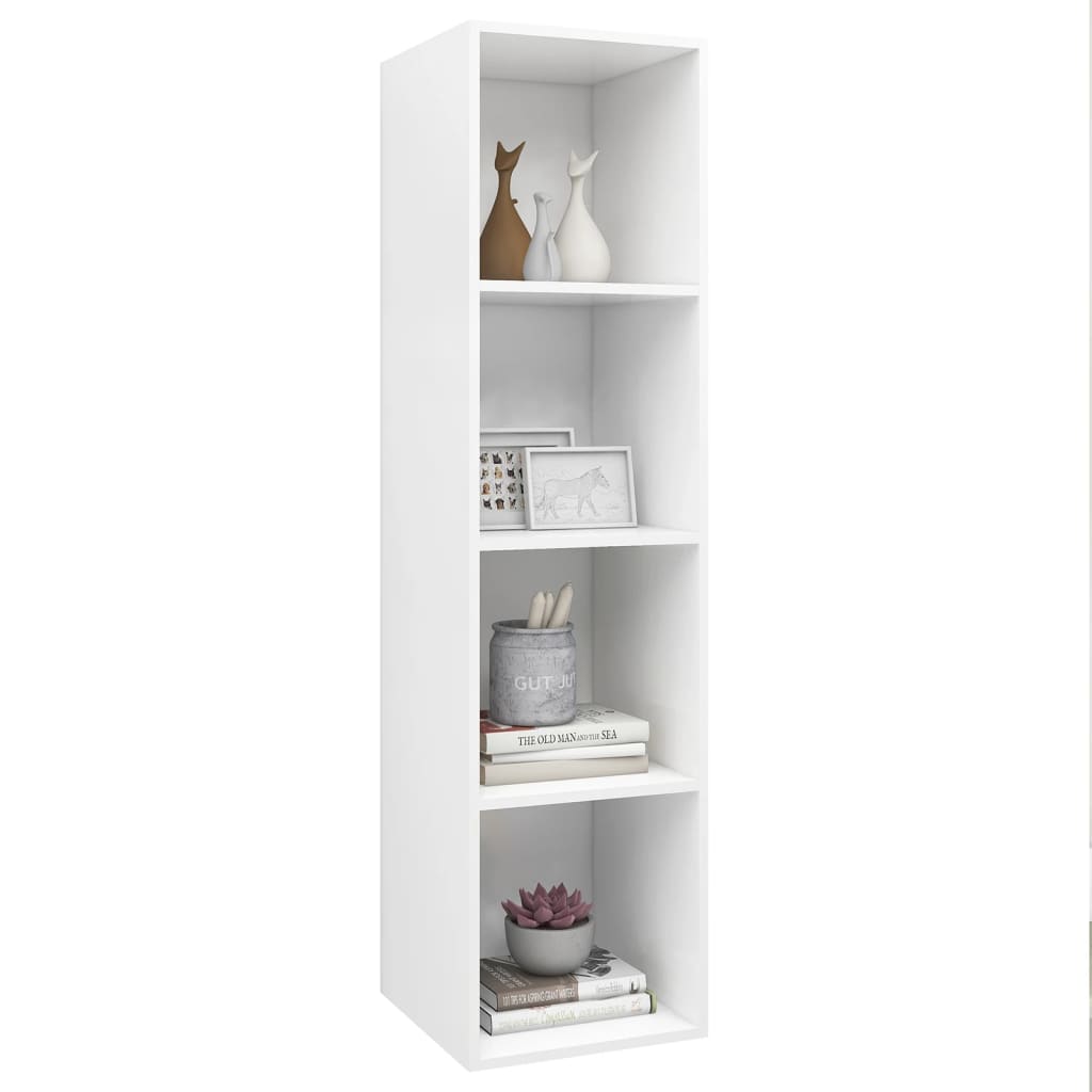 Mobile TV da Parete Bianco 37x37x142,5 cm in Legno Multistrato