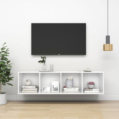 Mobile TV da Parete Bianco 37x37x142,5 cm in Legno Multistrato
