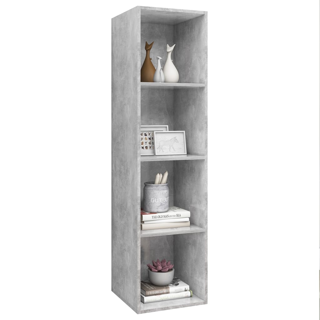 Mobile TV Parete Grigio Cemento 37x37x142,5cm Legno Multistrato