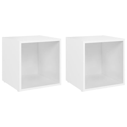 Mobili Porta TV 2 pz Bianco 37x35x37 cm in Legno Multistrato