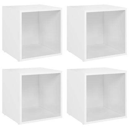 Mobili Porta TV 4 pz Bianco 37x35x37 cm in Legno Multistrato