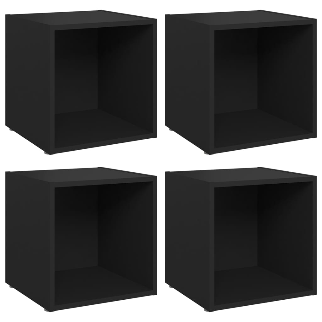 Mobili Porta TV 4 pz Neri 37x35x37 cm in Legno Multistrato