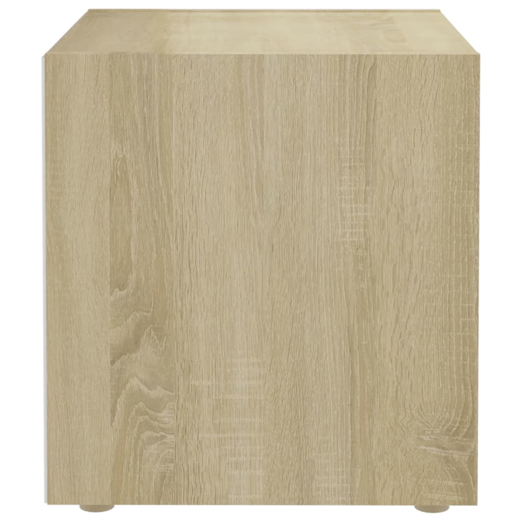 Mobile TV Bianco e Rovere Sonoma 37x35x37 cm Legno Multistrato