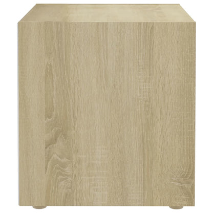 Mobile TV Bianco e Rovere Sonoma 37x35x37 cm Legno Multistrato