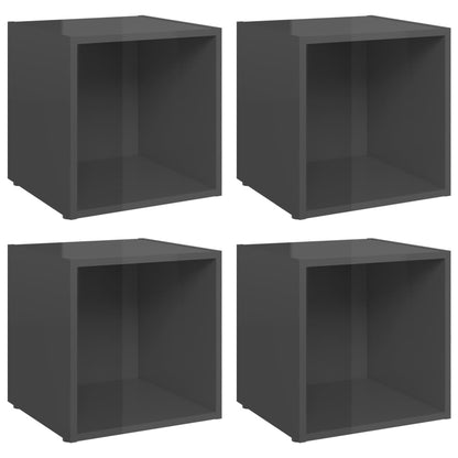 Mobili Porta TV 4pz Grigio Lucido 37x35x37 cm Legno Multistrato