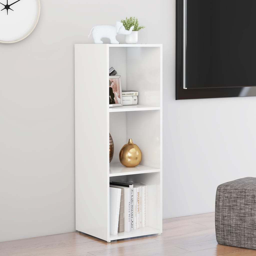 Mobile Porta TV Bianco Lucido 107x35x37 cm in Legno Multistrato