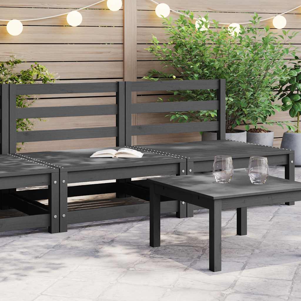 Divani Centrali da Giardino 2 pz Grigio in Massello di Pino