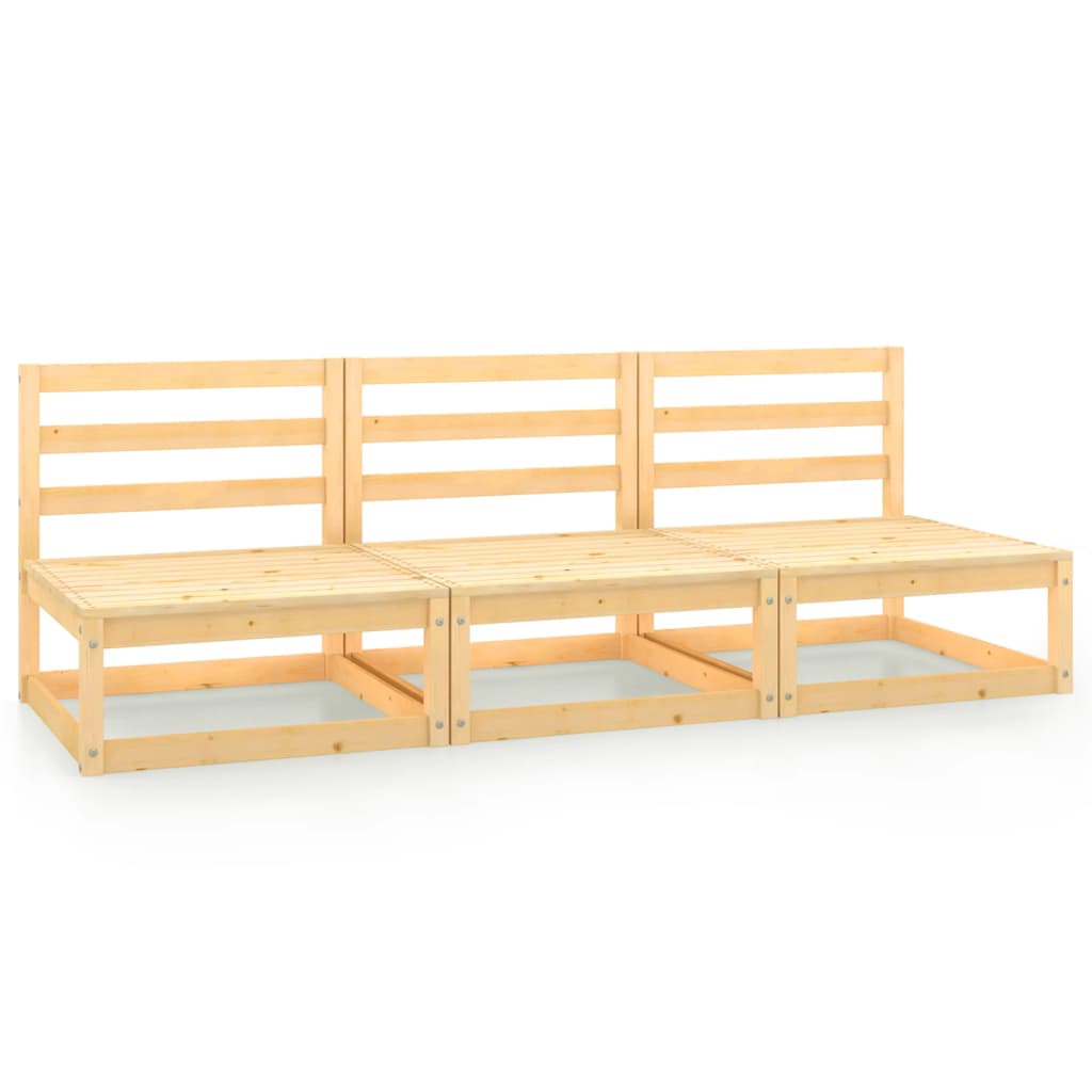 Divani Centrali da Giardino 3 pz in Legno Massello di Pino