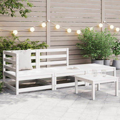 Set Divani da Giardino 3 pz Bianchi in Legno Massello di Pino