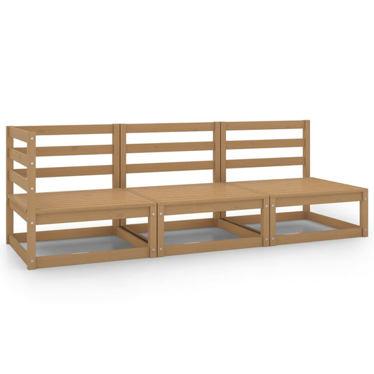 Set Salotto da Giardino 3 pz Ambrato in Legno Massello di Pino