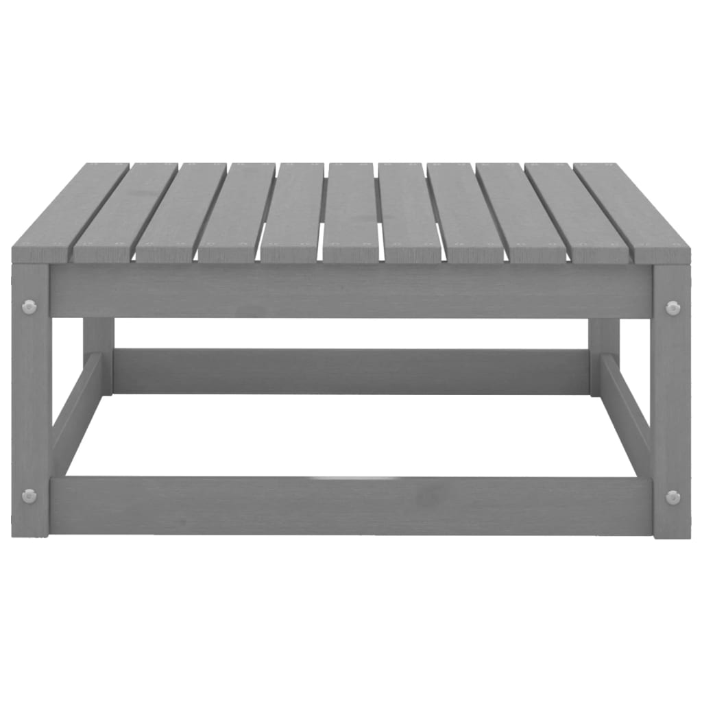 Sgabello da Giardino con Cuscino Grigio Legno Massello di Pino