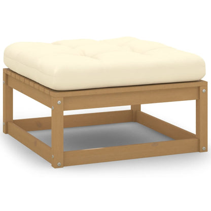 Sgabello da Giardino con Cuscino Marrone ambra in Legno di Pino
