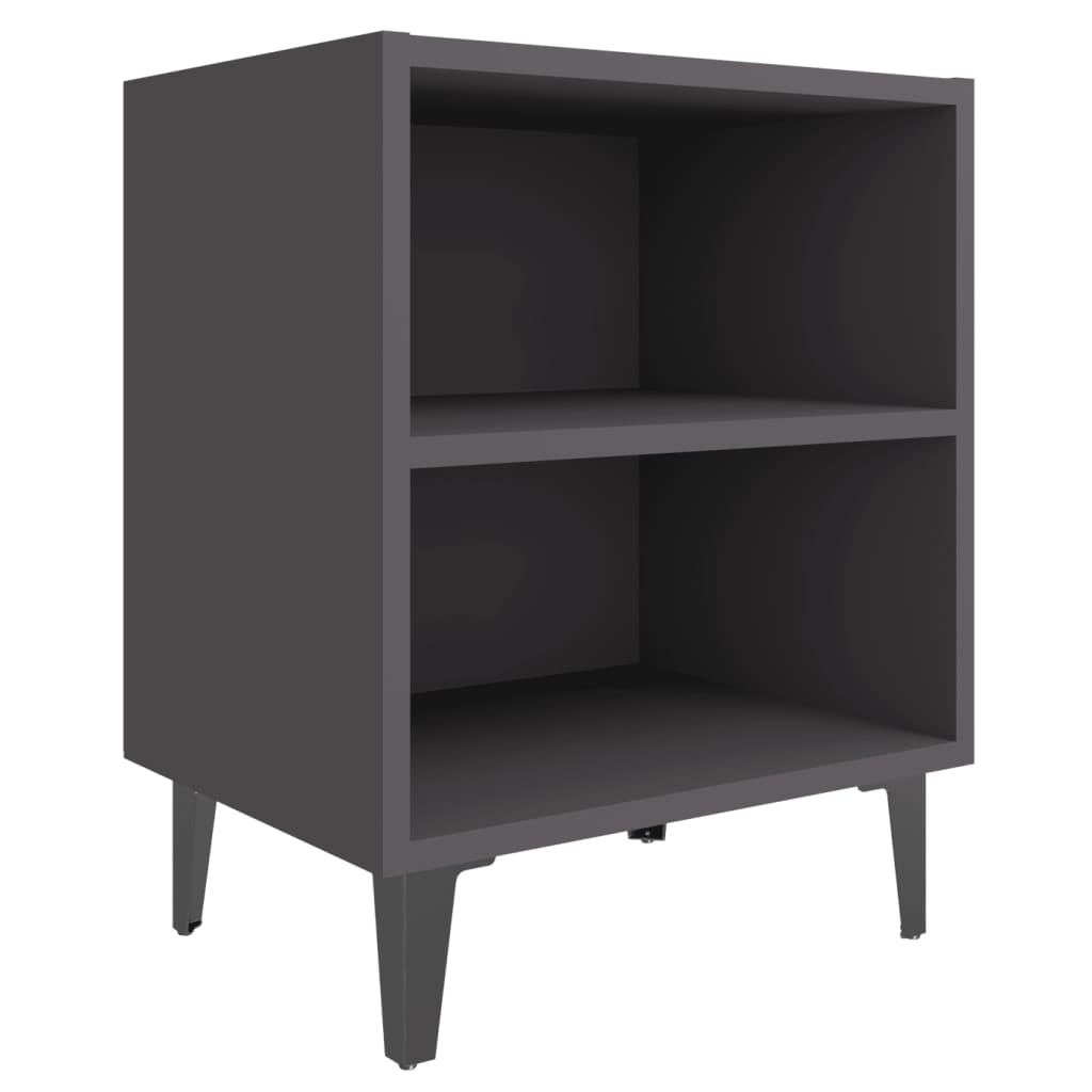Comodino con Gambe in Metallo Grigio 40x30x50 cm