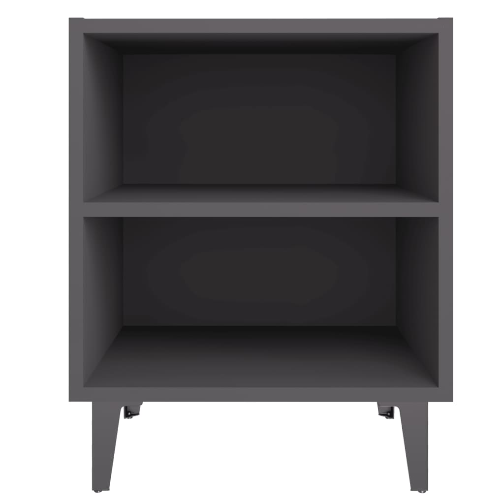 Comodino con Gambe in Metallo Grigio 40x30x50 cm