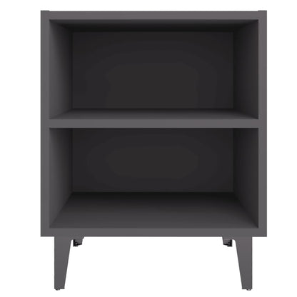 Comodino con Gambe in Metallo Grigio 40x30x50 cm
