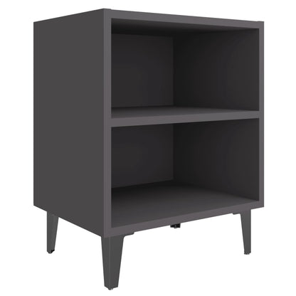 Comodini con Gambe in Metallo 2pz Grigi 40x30x50 cm