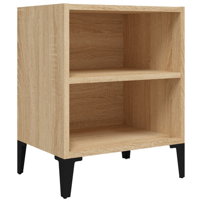 Comodino con Gambe in Metallo Rovere Sonoma 40x30x50 cm
