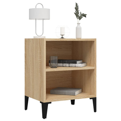 Comodino con Gambe in Metallo Rovere Sonoma 40x30x50 cm