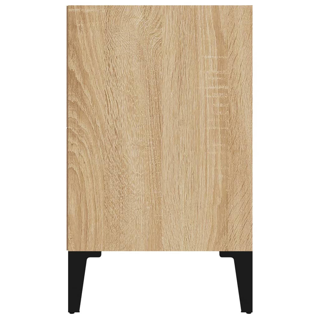 Comodino con Gambe in Metallo Rovere Sonoma 40x30x50 cm