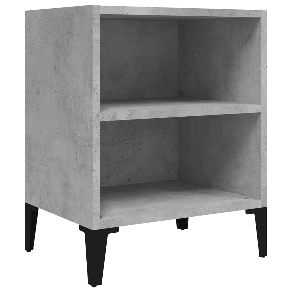 Comodino con Gambe in Metallo Grigio Cemento 40x30x50 cm