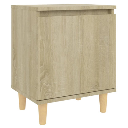 Comodino con Gambe in Legno Massello Rovere Sonoma 40x35x50cm