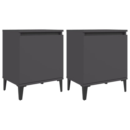Comodini con Gambe in Metallo Grigio 40x30x50 cm