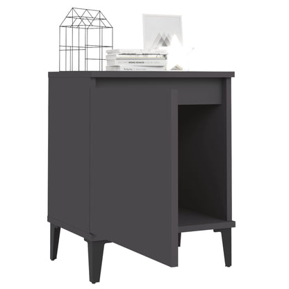 Comodini con Gambe in Metallo Grigio 40x30x50 cm