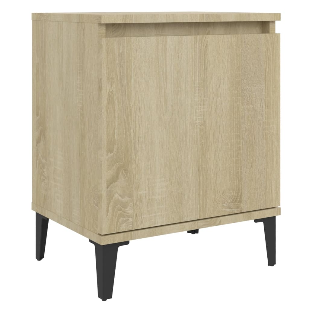 Comodino con Gambe in Metallo Rovere Sonoma 40x30x50 cm