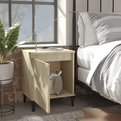 Comodino con Gambe in Metallo Rovere Sonoma 40x30x50 cm