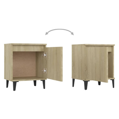 Comodino con Gambe in Metallo Rovere Sonoma 40x30x50 cm