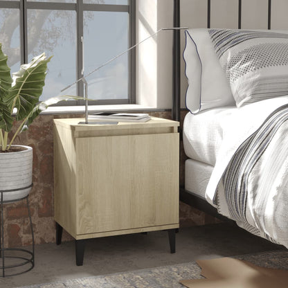 Comodino con Gambe in Metallo Rovere Sonoma 40x30x50 cm