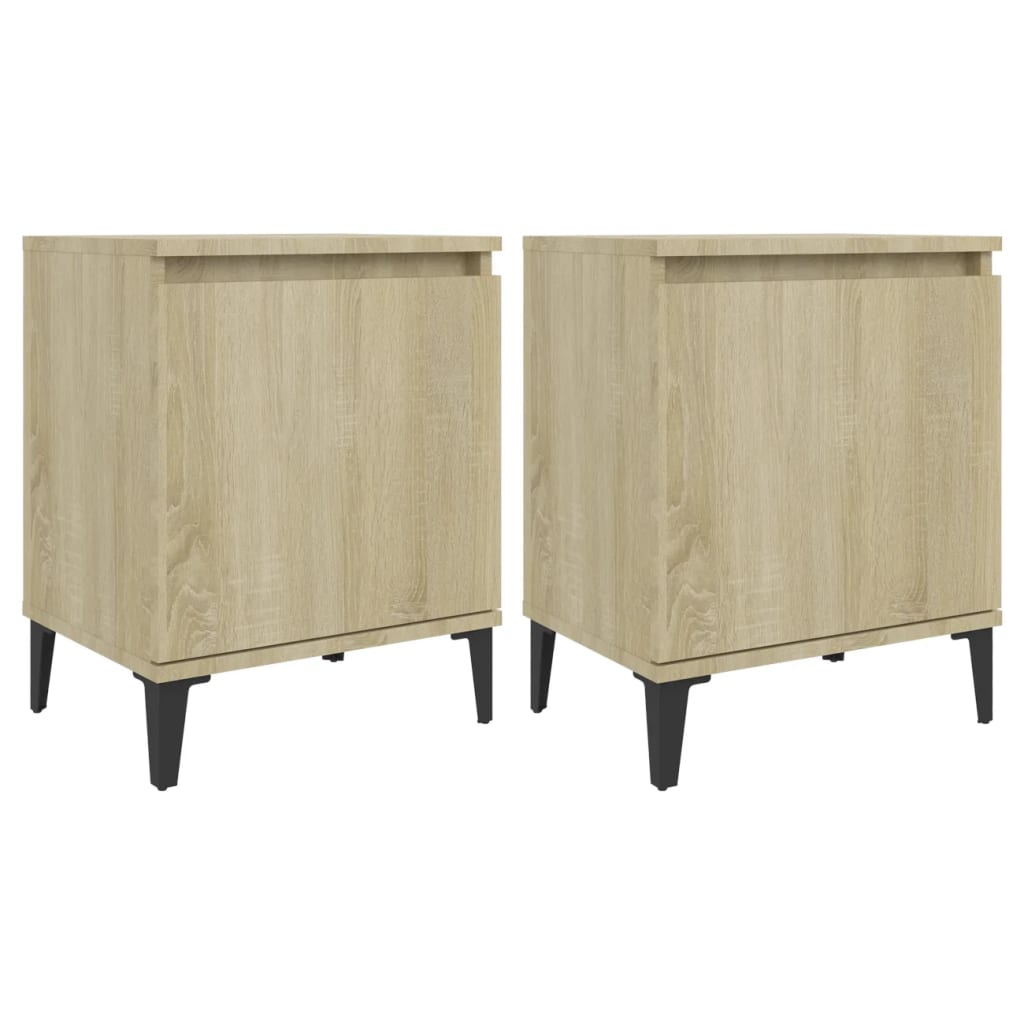 Comodini con Gambe in Metallo Rovere Sonoma 40x30x50 cm