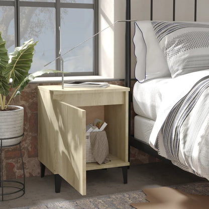 Comodini con Gambe in Metallo Rovere Sonoma 40x30x50 cm
