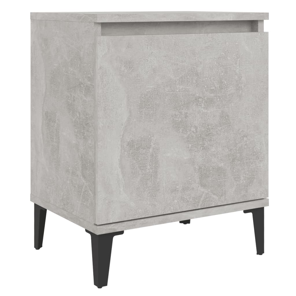 Comodino con Gambe in Metallo Grigio Cemento 40x30x50 cm
