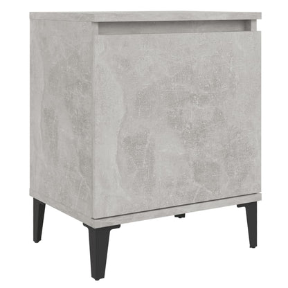 Comodino con Gambe in Metallo Grigio Cemento 40x30x50 cm