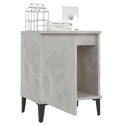 Comodini con Gambe in Metallo Grigio Cemento 40x30x50 cm