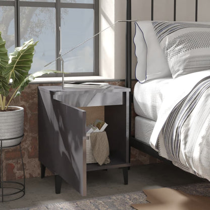 Comodini con Gambe in Metallo Grigio Lucido 40x30x50 cm